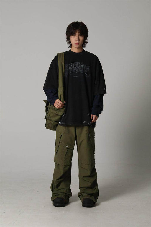 Double Yarn Combed Cotton Rock Print Round Neck Short Sleeve T-Shirt Men - Magellan Fashion Shop