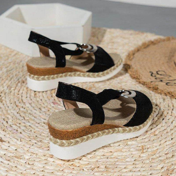 Women's Peep Toe Serpentine Wedges Sandals With Circle Design Casual Summer Shoes - Magellan Fashion Shop