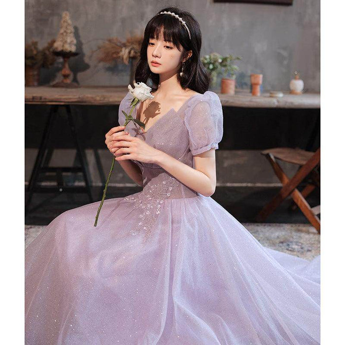 HOOR Women Luxury Puff Sleeve Backless Shiny Prom Gown - Magellan Fashion Shop