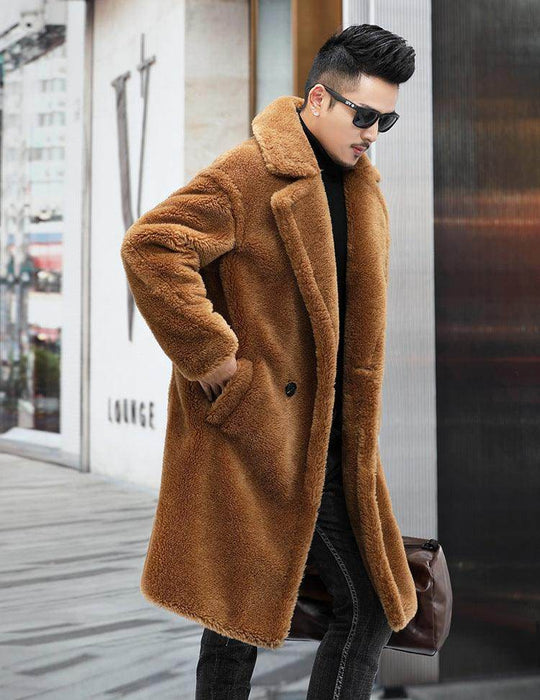 Men's Winter New Thickened Cashmere Long Warm Fur Coat - Magellan Fashion Shop