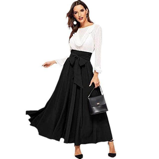 High Waist Slimming Front Lace-up A- Line Dress - Magellan Fashion Shop