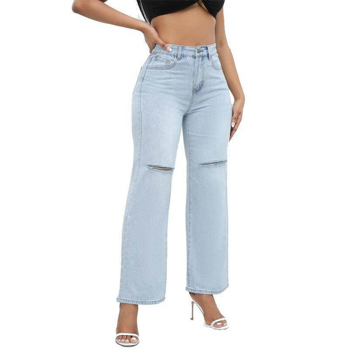 Elegant Ripped Wide-leg Jeans Women - Magellan Fashion Shop