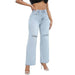 Elegant Ripped Wide-leg Jeans Women - Magellan Fashion Shop