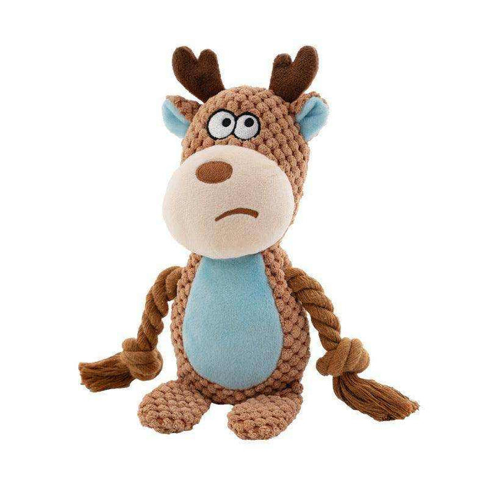 Hippo-shaped pet plush sound toy with rope for interactive dog training and tug of war