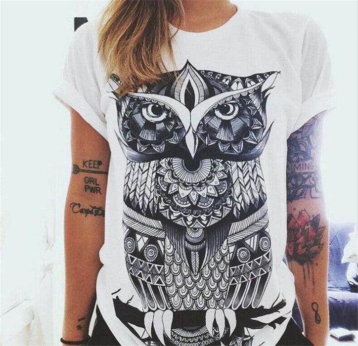 Punk Rock Sunflower Eyes Fashion Vintage Letter Print T-shirt - Magellan Fashion Shop