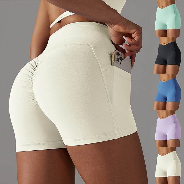 Yoga Shorts With Phone Pocket Design Fitness Sports Pants - Magellan Fashion Shop