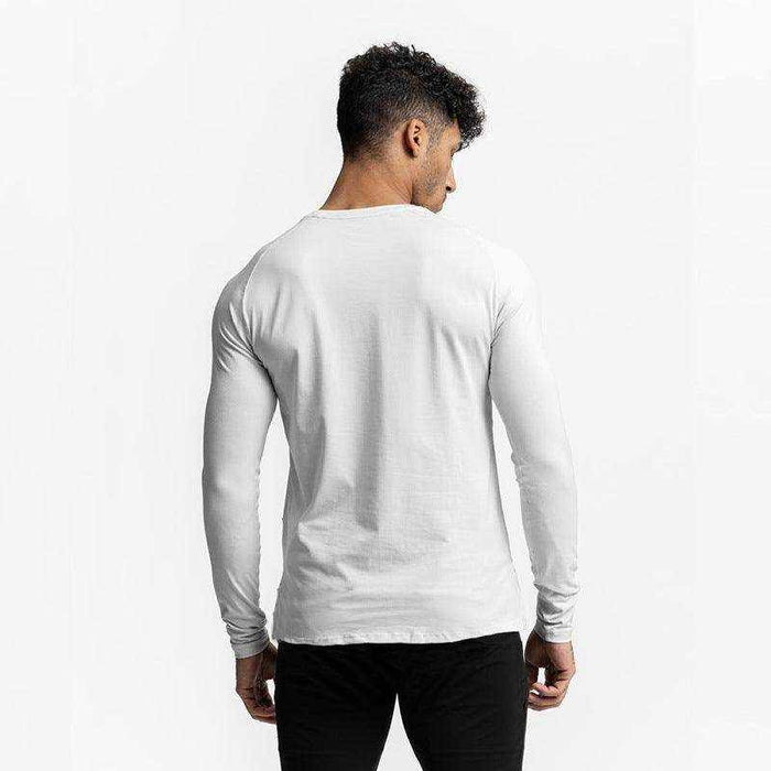 Slim fit long sleeve white fast drying fitness t-shirt for men outdoors
