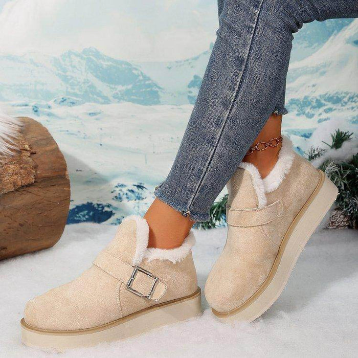 Winter Buckle Snow Boots Fashion Flat Thick-soled Cotton Shoes - Magellan Fashion Shop
