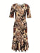 Waist Pleated Summer Knitted Round Neck Midi Dress - Magellan Fashion Shop