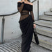 Off-shoulder Mesh Hollow Dress Women - Magellan Fashion Shop