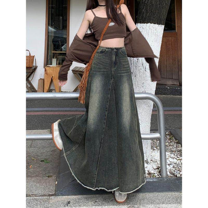 High Waist Slimming Mid Length A Line Sheath Fishtail Large Swing Skirt - Magellan Fashion Shop