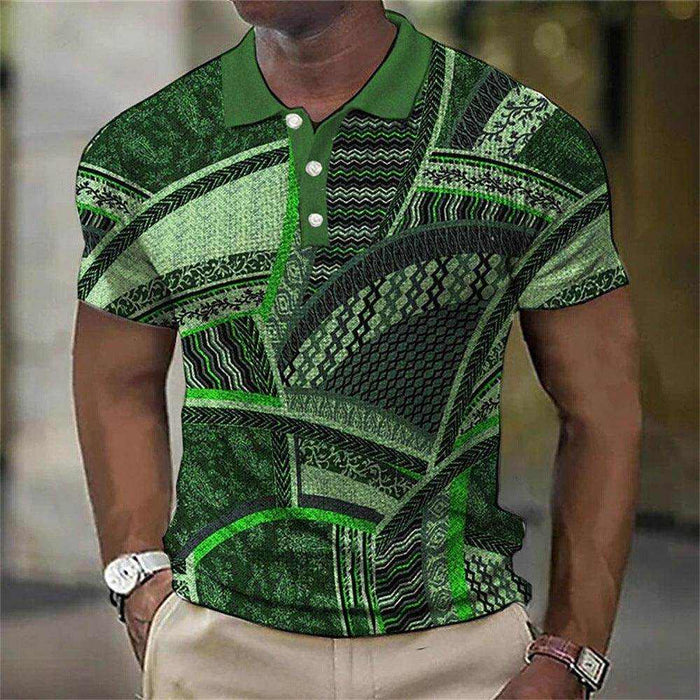 Fashion Men'S Polo Shirts 3d Splicing Plaid Printing Art Men - Magellan Fashion Shop