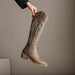 Retro Chunky Heel Embroidery Western Cowboy Boot Women - Magellan Fashion Shop