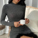 Knitwear Hip Skirt Black Mock-neck Sweater - Magellan Fashion Shop