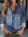 Color Block Button Print Long Sleeve Casual - Magellan Fashion Shop
