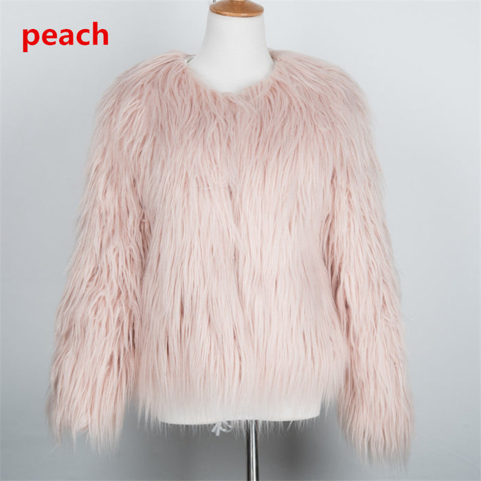 Women's Short Long Sleeve Plus Size Fur Coat