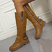 Fashion Casual Round Toe Square Heel Women's High-top Fashion Leather Boots - Magellan Fashion Shop