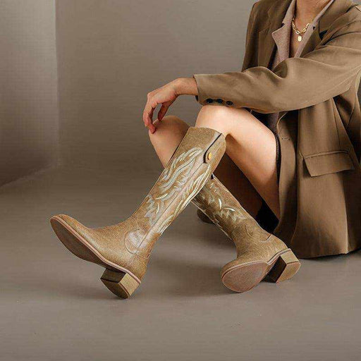 Retro Chunky Heel Embroidery Western Cowboy Boot Women - Magellan Fashion Shop