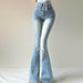 High Waist Retro Light Blue Bell-bottom Pants Elastic Hip Raise Slim Fit Slimming - Magellan Fashion Shop