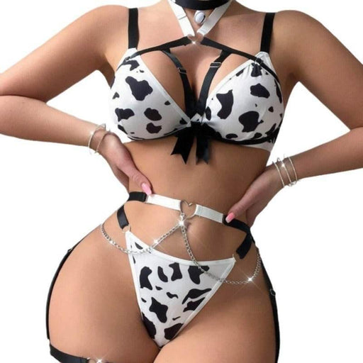 Cow Spot Sexy Halter Pure Desire Uniform Lingerie - Magellan Fashion Shop