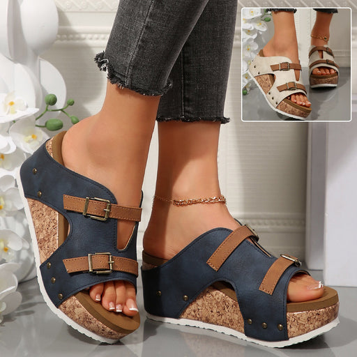 Buckle Wedges Sandals - Magellan Fashion Shop