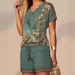 Fashion Printed Comfortable V-neck Top And Shorts Two-piece Set - Magellan Fashion Shop