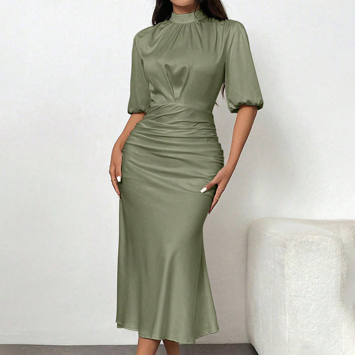 Women's Short Sleeve  Midi Dress Slim Fit Elegant Dress