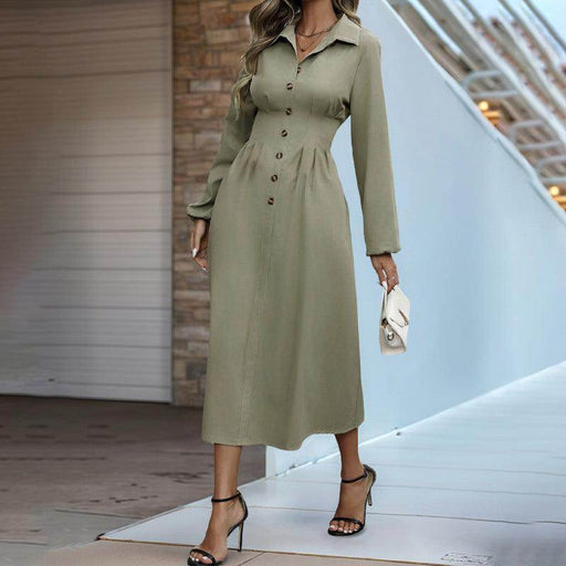 Cardigan Button Lapel Long Sleeve Dress - Magellan Fashion Shop
