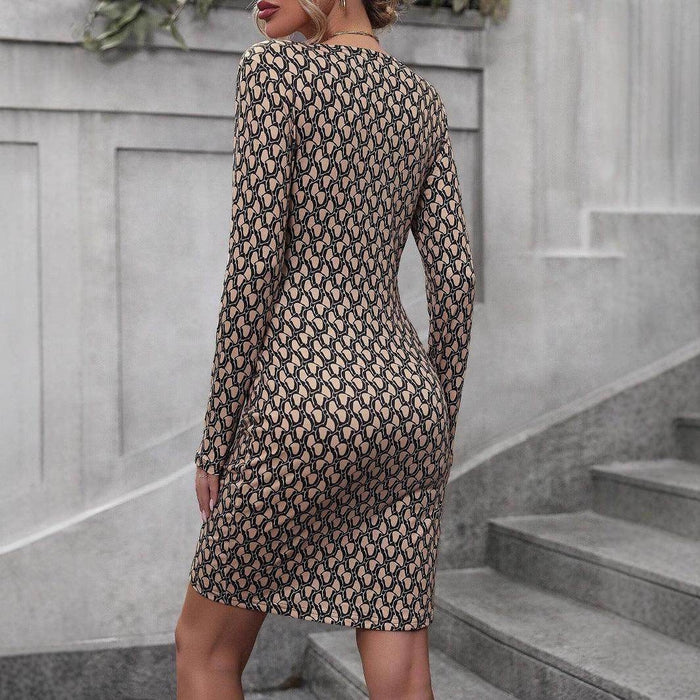 Hip-wrapped V-neck Long-sleeve Dress Women - Magellan Fashion Shop