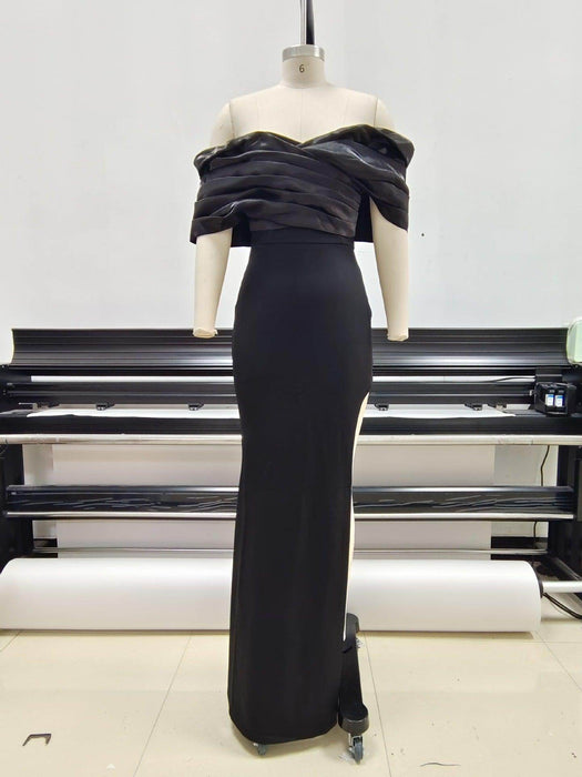 Women's Off-shoulder Split Ruffle Hip Dress - Magellan Fashion Shop