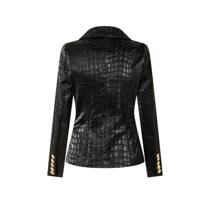 Suit Crocodile Leather Coat European And American Style Slim-fit Top