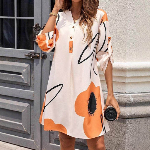 V-neck Long Sleeve Shirt Dress Women - Magellan Fashion Shop