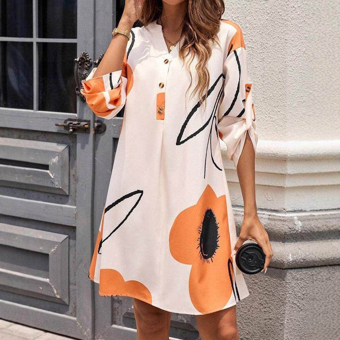 V-neck Long Sleeve Shirt Dress Women - Magellan Fashion Shop