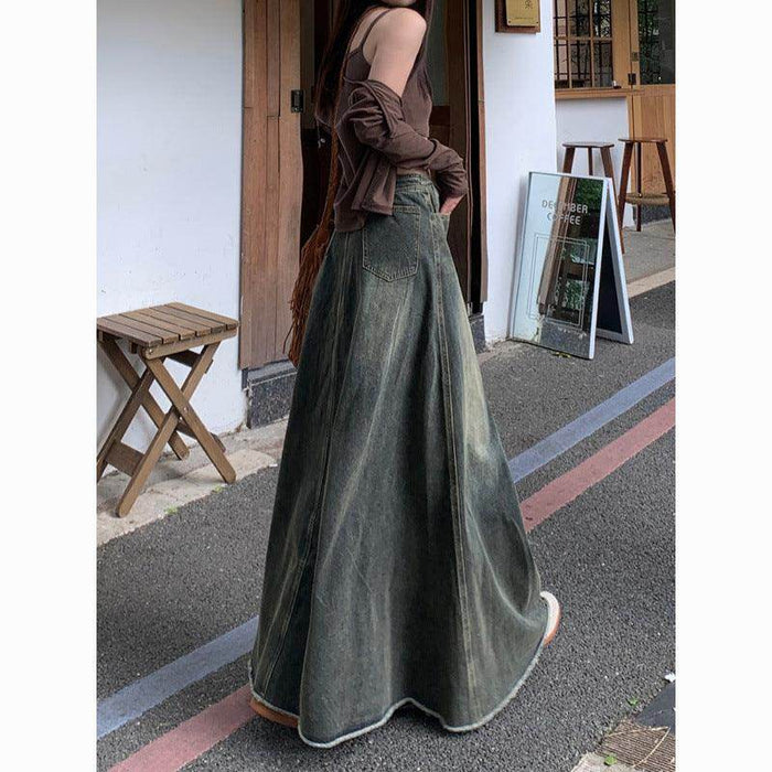 High Waist Slimming Mid Length A Line Sheath Fishtail Large Swing Skirt - Magellan Fashion Shop