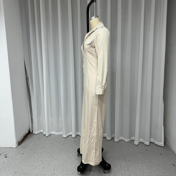 Women's Fashion Polo Collar Casual Solid Color Jumpsuit - Magellan Fashion Shop