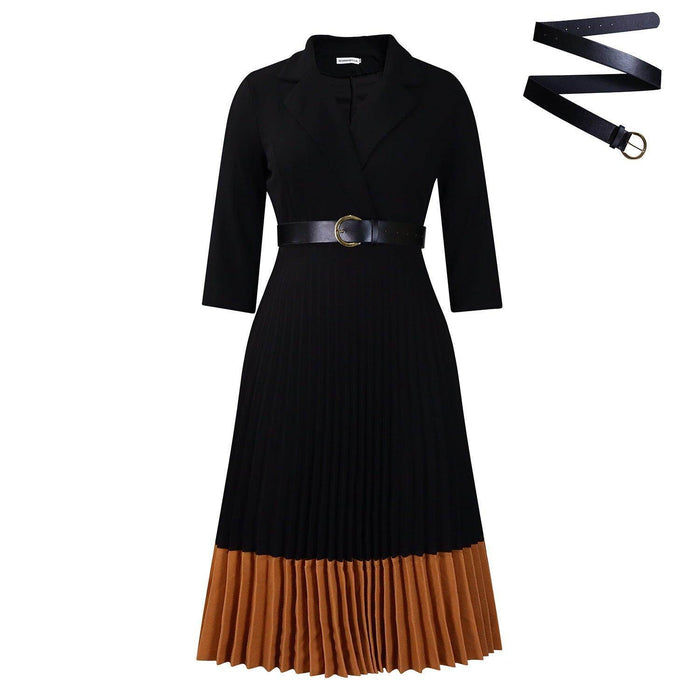 Suit Collar Fashion Elegant Pleated African Dress - Magellan Fashion Shop