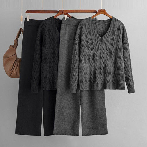 Fashionable Wide Leg Pants Sweater Women's Suit - Magellan Fashion Shop
