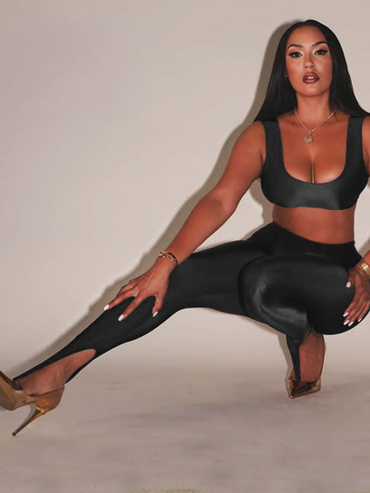 Front Step Shiny Leggings