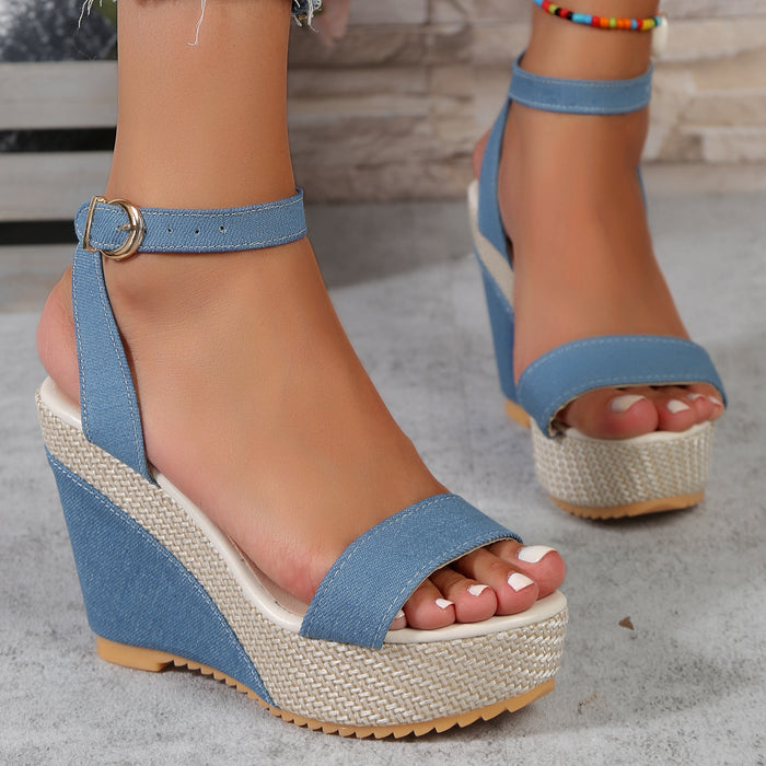High Heel Denim Fabric Ankle-strap Sandals Women - Magellan Fashion Shop