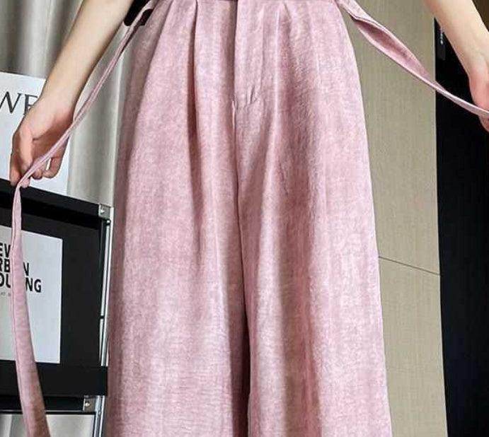 Ice Silk Tie-dyed Linen High-waisted Wide-leg Pants - Magellan Fashion Shop