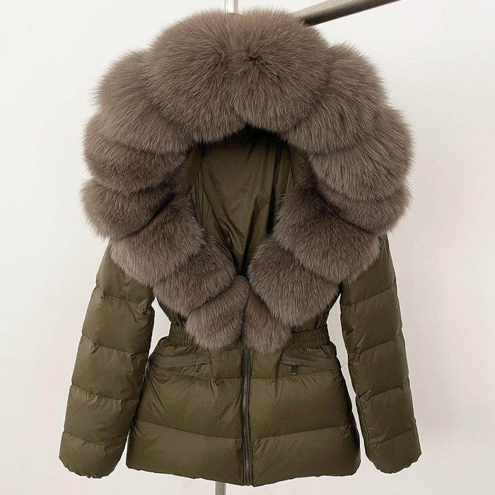 Short Women's Thickened Slim Fit Waist-tight Fur Down Jacket - Magellan Fashion Shop