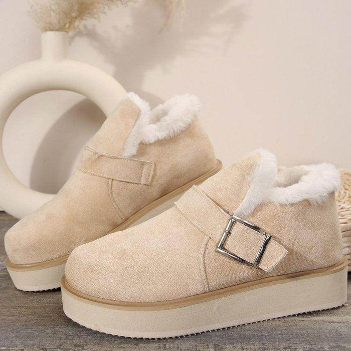 Winter Buckle Snow Boots Fashion Flat Thick-soled Cotton Shoes - Magellan Fashion Shop
