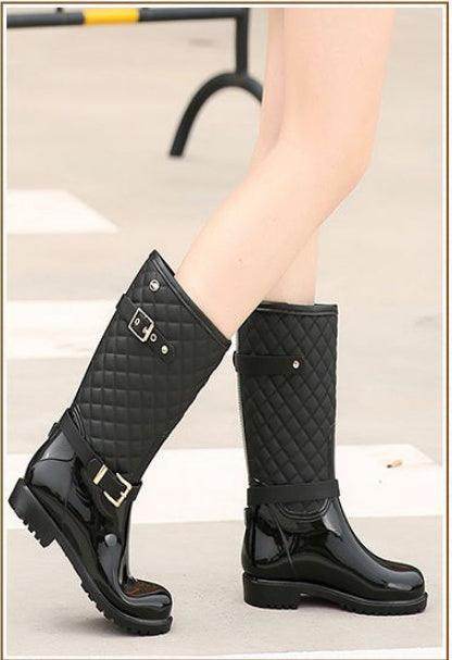 Thick Warm Women's Checked Rain Boots - Magellan Fashion Shop