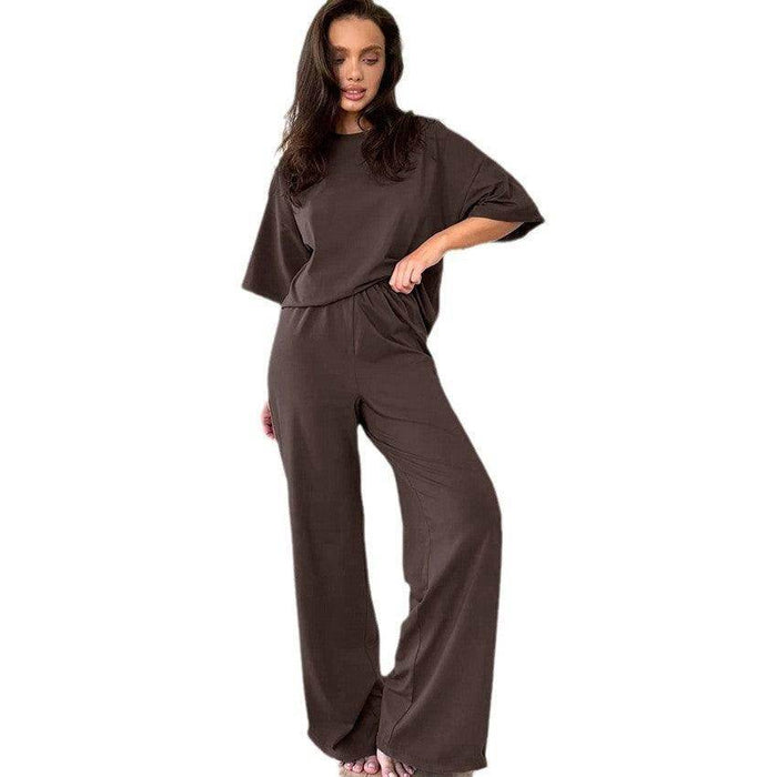 Women's Knitted Half Sleeve Shirt Trousers Pajamas - Magellan Fashion Shop