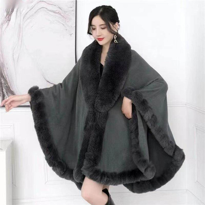 Artificial Rabbit Wool Cape - Magellan Fashion Shop