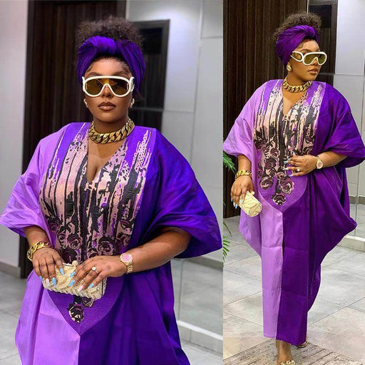 Ethnic Style Loose Plus Size Color-matching Dress - Magellan Fashion Shop