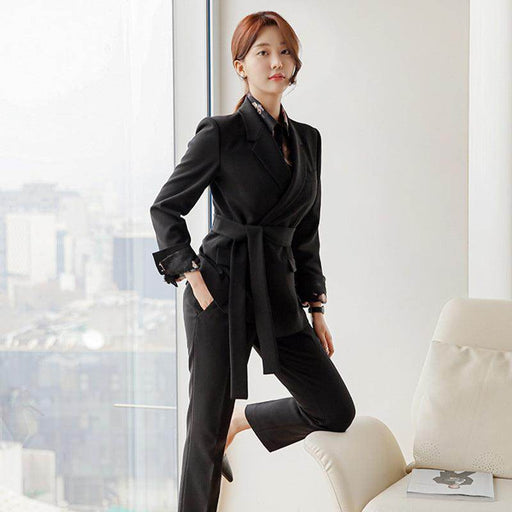 Lace-up Waist Suit Jacket Trouser Suit Women - Magellan Fashion Shop