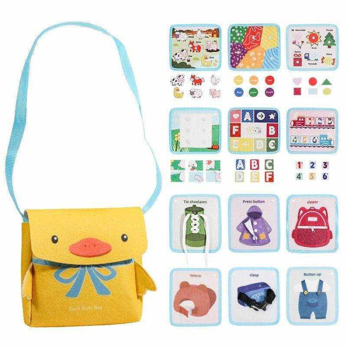 Baby Montessori Early Education Schoolbag with colorful educational toys for toddler learning and development