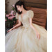HOOR Women Luxury Puff Sleeve Backless Shiny Prom Gown - Magellan Fashion Shop
