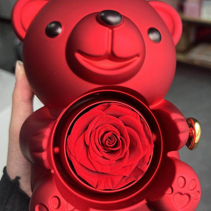 Rotating Bear Gift Box Rose Jewelry Box - Magellan Fashion Shop